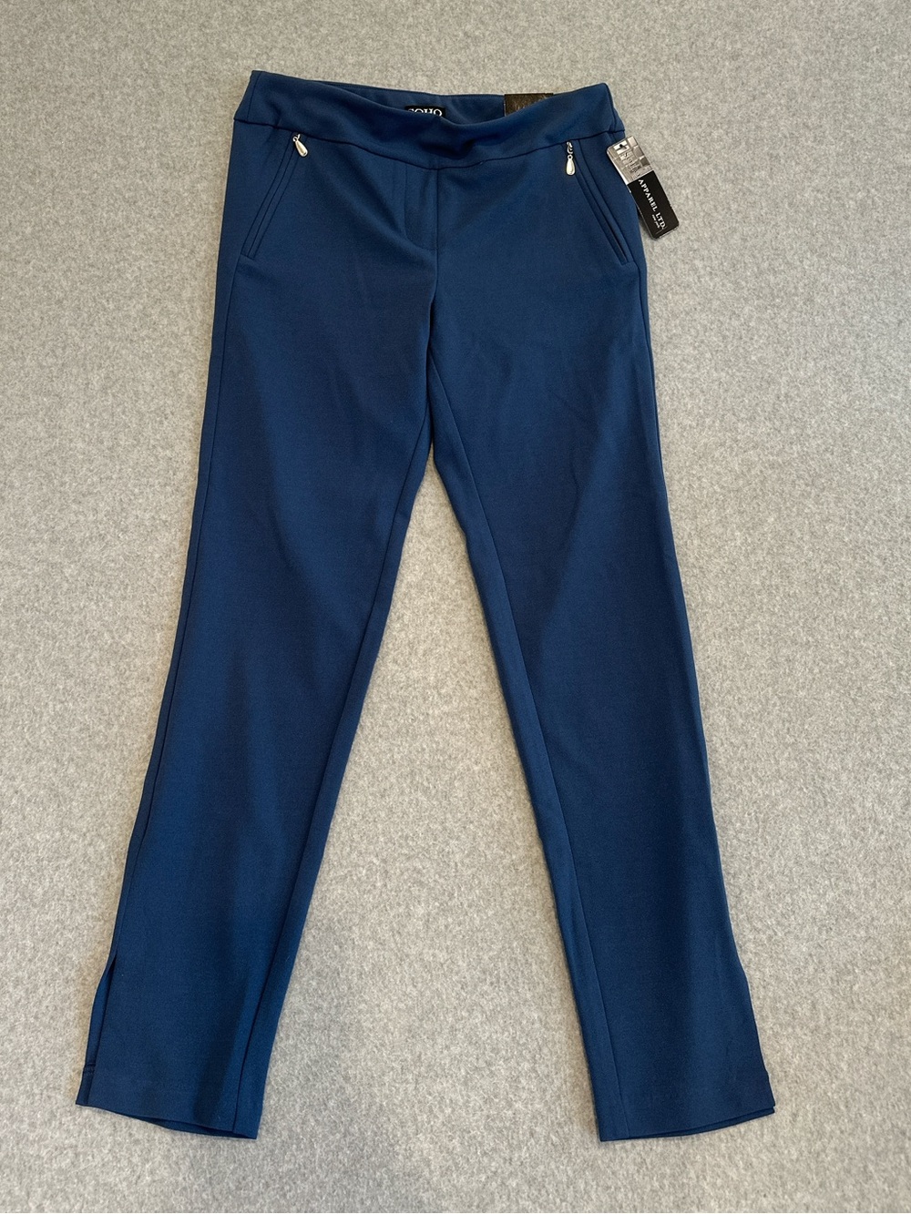 Soho Navy Ponte Ankle Pants with Zip Detail